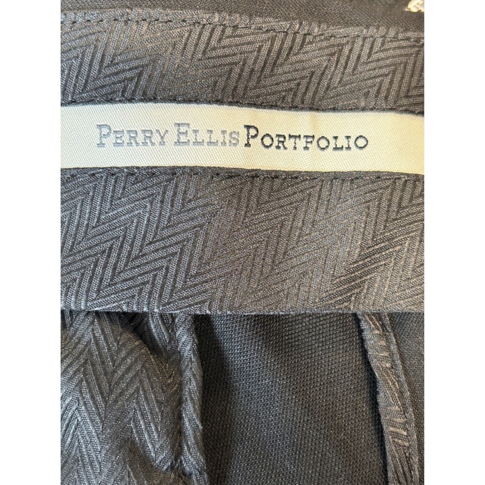 Perry Ellis Portfolio Mens Black Dress Pants Flat Front Trousers 38x32 - Picture 5 of 7